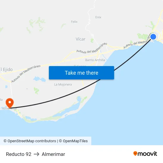 Reducto 92 to Almerimar map