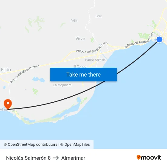 Nicolás Salmerón 8 to Almerimar map