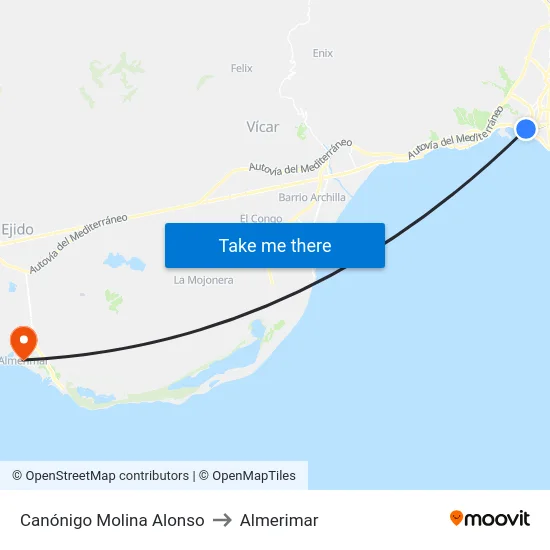 Canónigo Molina Alonso to Almerimar map