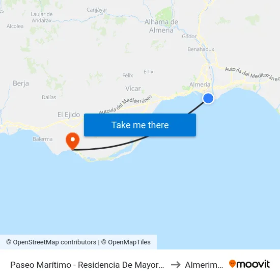 Paseo Marítimo - Residencia De Mayores to Almerimar map