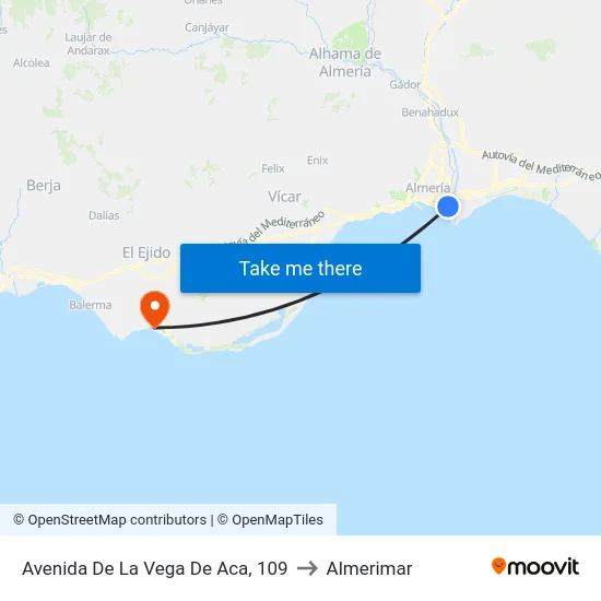 Avenida De La Vega De Aca, 109 to Almerimar map