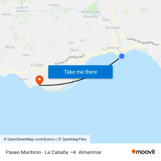 Paseo Marítimo - La Cabaña to Almerimar map