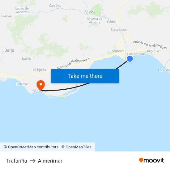 Trafariña to Almerimar map
