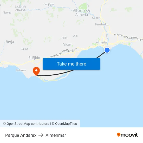Parque Andarax to Almerimar map