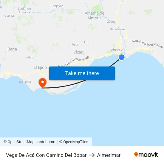 Vega De Acá Con Camino Del Bobar to Almerimar map
