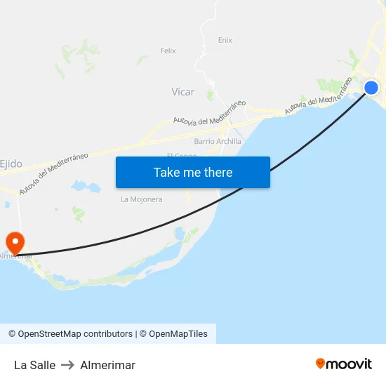 La Salle to Almerimar map