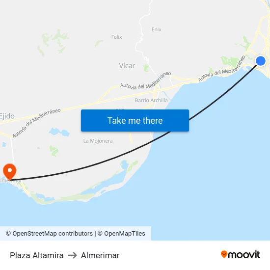 Plaza Altamira to Almerimar map