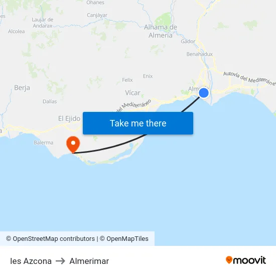 Ies Azcona to Almerimar map