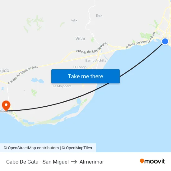 Cabo De Gata - San Miguel to Almerimar map