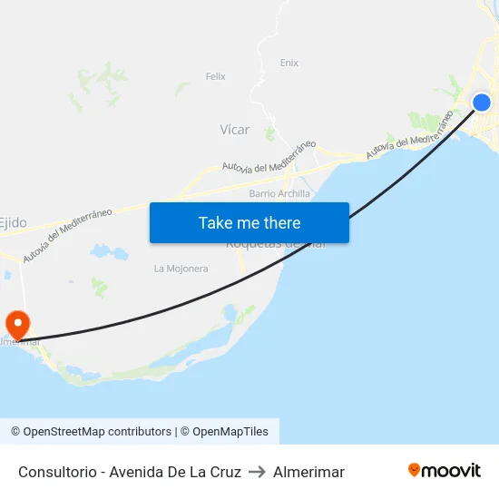 Consultorio - Avenida De La Cruz to Almerimar map