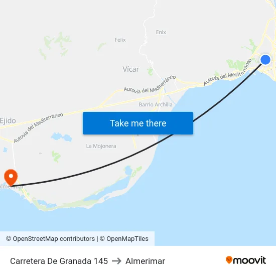 Carretera De Granada 145 to Almerimar map