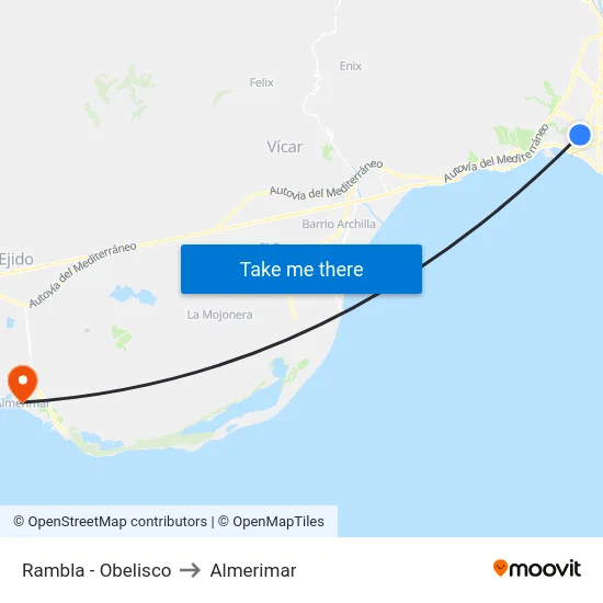 Rambla - Obelisco to Almerimar map
