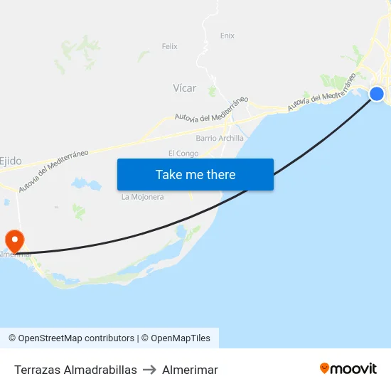 Terrazas Almadrabillas to Almerimar map