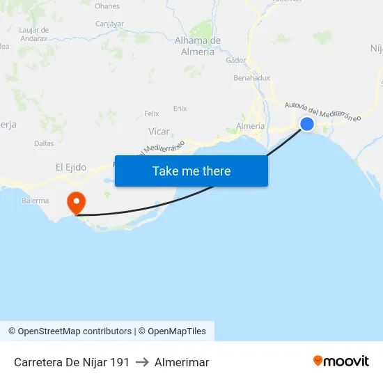 Carretera De Níjar 191 to Almerimar map