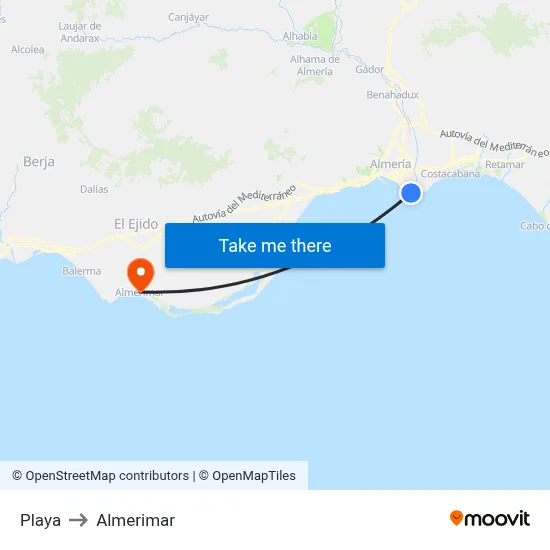Playa to Almerimar map