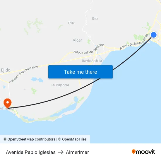 Avenida Pablo Iglesias to Almerimar map