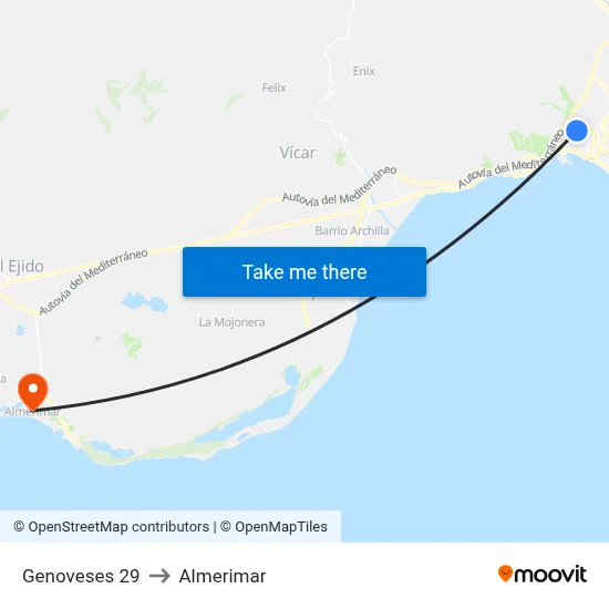 Genoveses 29 to Almerimar map