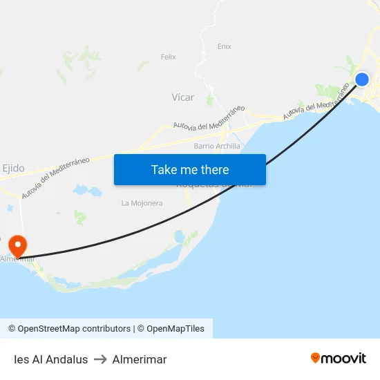 Ies Al Andalus to Almerimar map