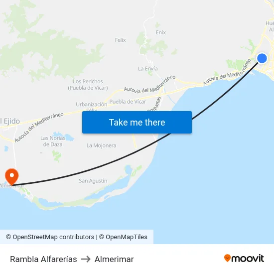 Rambla Alfarerías to Almerimar map