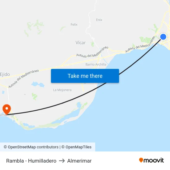 Rambla - Humilladero to Almerimar map