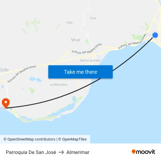 Parroquia De San José to Almerimar map
