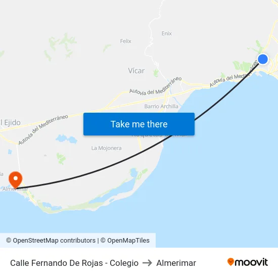 Calle Fernando De Rojas - Colegio to Almerimar map