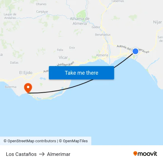 Los Castaños to Almerimar map