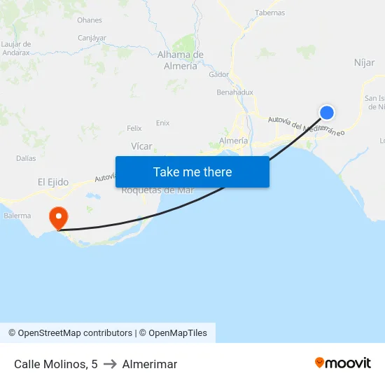Calle Molinos, 5 to Almerimar map