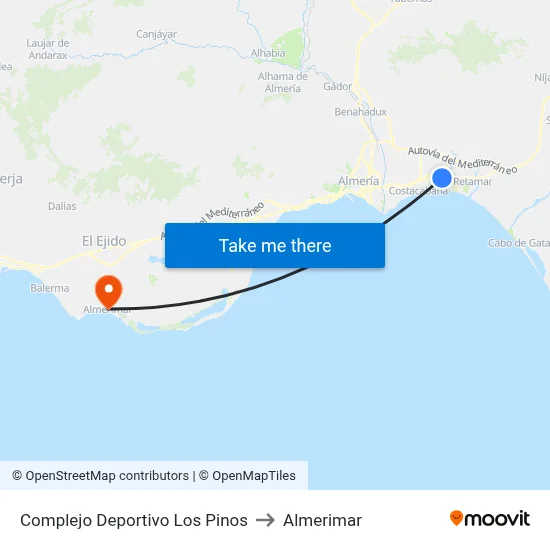 Complejo Deportivo Los Pinos to Almerimar map