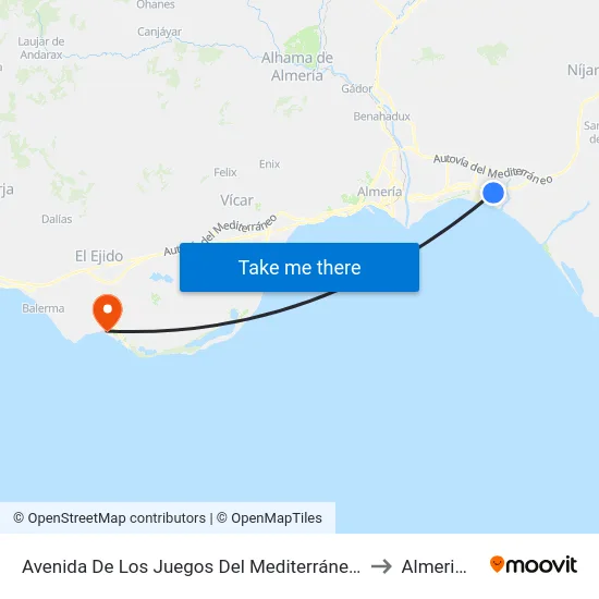 Avenida De Los Juegos Del Mediterráneo, 37 to Almerimar map