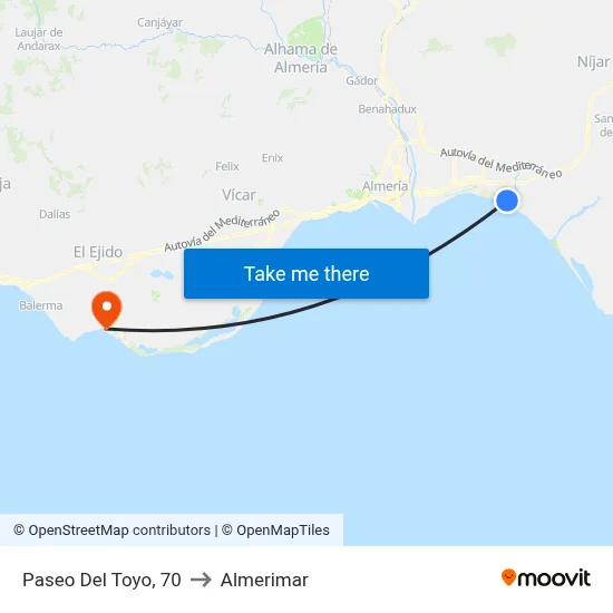 Paseo Del Toyo, 70 to Almerimar map
