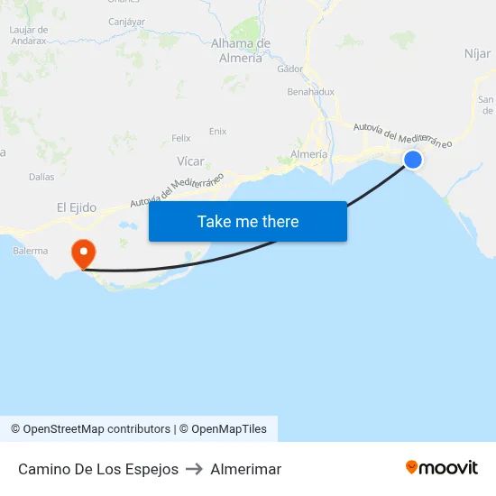 Camino De Los Espejos to Almerimar map