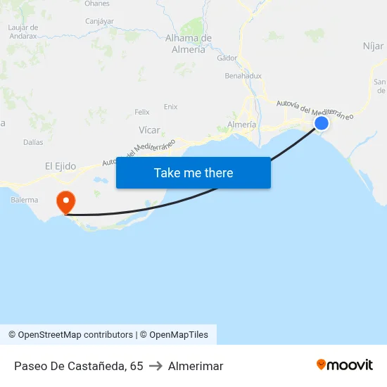Paseo De Castañeda, 65 to Almerimar map