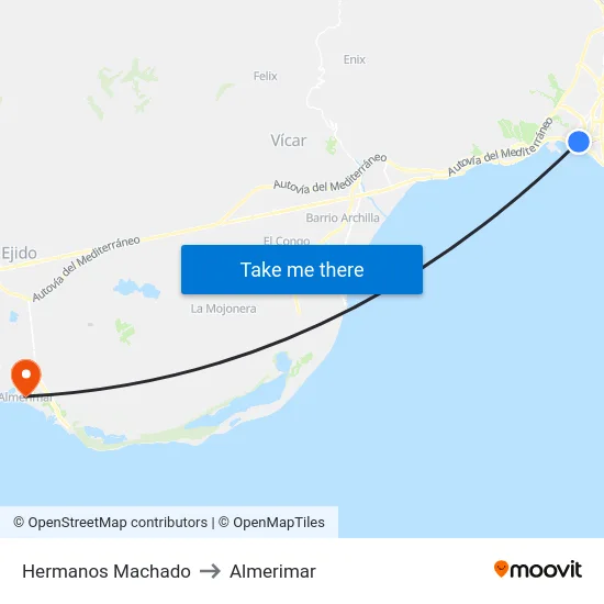 Hermanos Machado to Almerimar map
