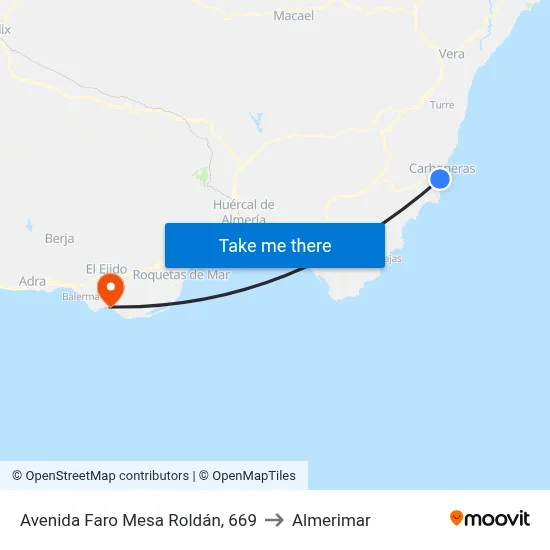 Avenida Faro Mesa Roldán, 669 to Almerimar map