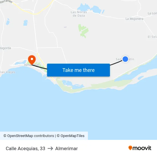 Calle Acequias, 33 to Almerimar map