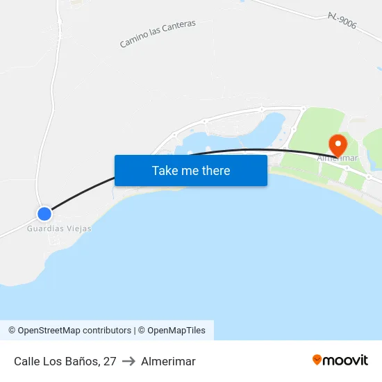 Calle Los Baños, 27 to Almerimar map