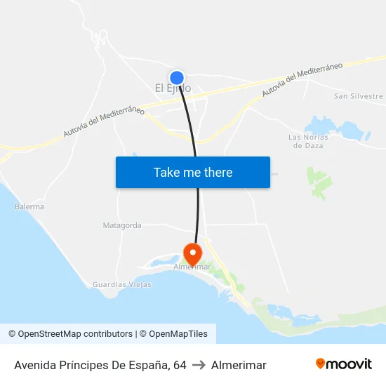 Avenida Príncipes De España, 64 to Almerimar map
