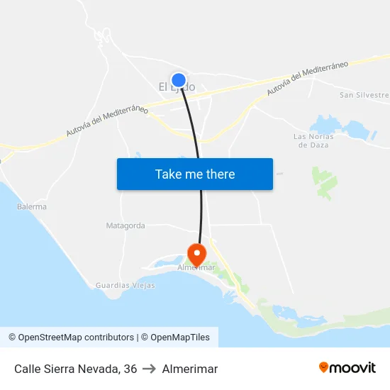 Calle Sierra Nevada, 36 to Almerimar map