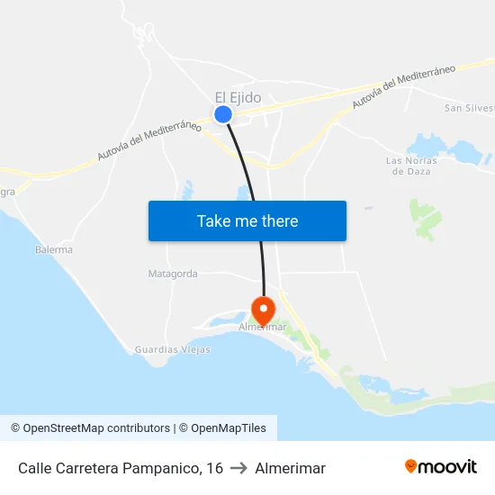 Calle Carretera Pampanico, 16 to Almerimar map