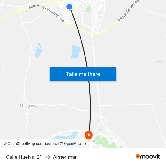 Calle Huelva, 21 to Almerimar map