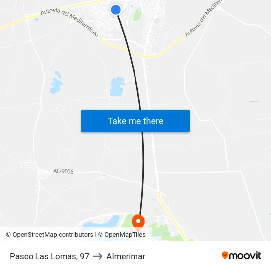 Paseo Las Lomas, 97 to Almerimar map