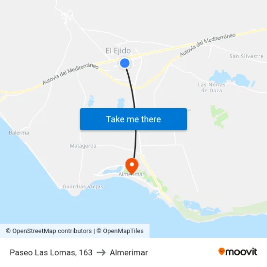 Paseo Las Lomas, 163 to Almerimar map