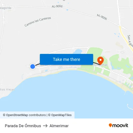Parada De Ómnibus to Almerimar map