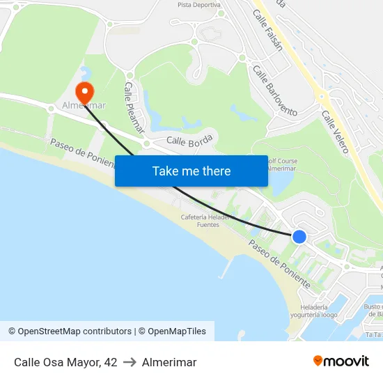 Calle Osa Mayor, 42 to Almerimar map