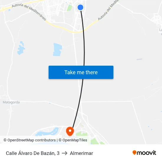 Calle Álvaro De Bazán, 3 to Almerimar map