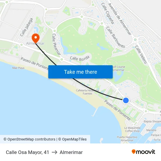 Calle Osa Mayor, 41 to Almerimar map