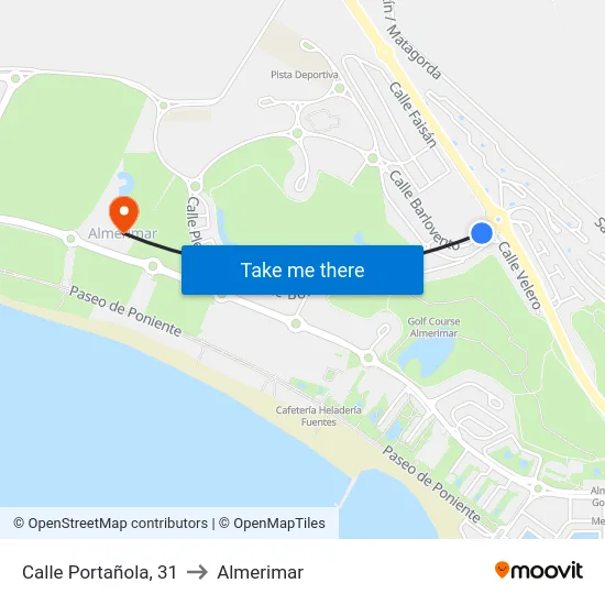 Calle Portañola, 31 to Almerimar map