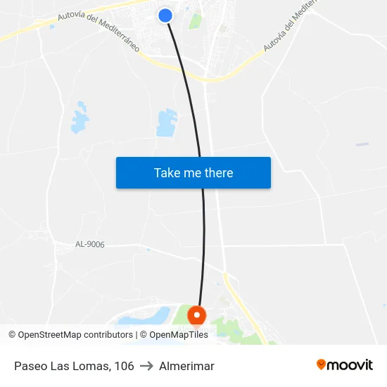 Paseo Las Lomas, 106 to Almerimar map