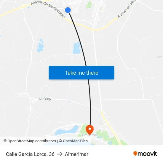 Calle García Lorca, 36 to Almerimar map